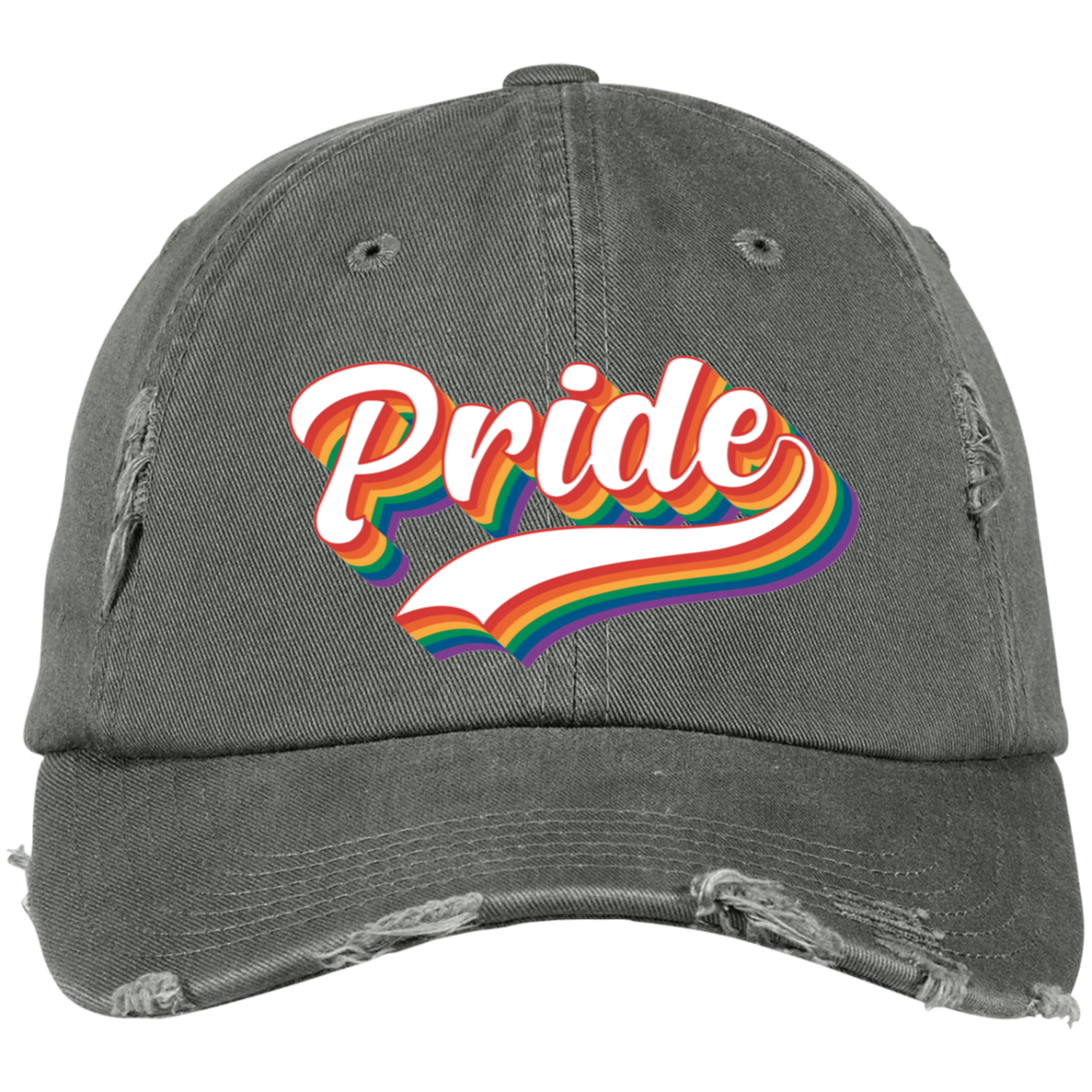 Pride Embroidered Distressed Dad Cap