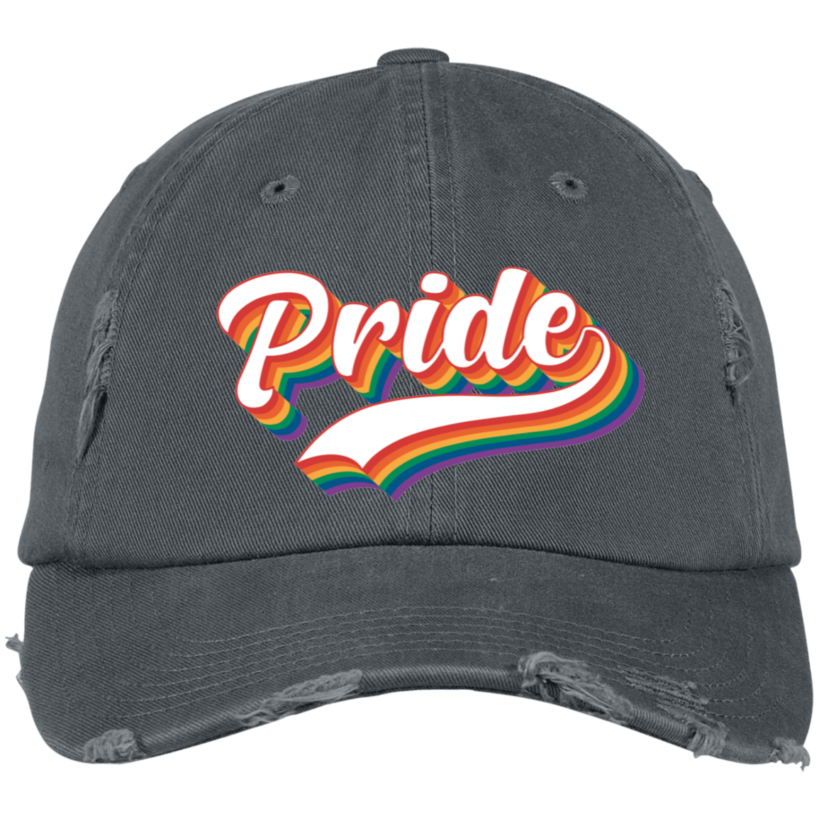 Pride Embroidered Distressed Dad Cap