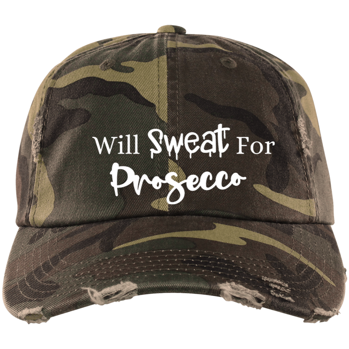 Prosecco Embroidered Distressed Dad Cap