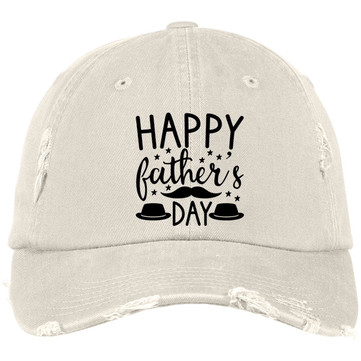 Happy Fathers Day Embroidered Distressed Dad Cap