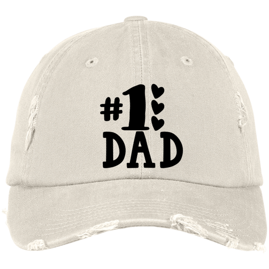 #1Dad Embroidered Distressed Dad Cap