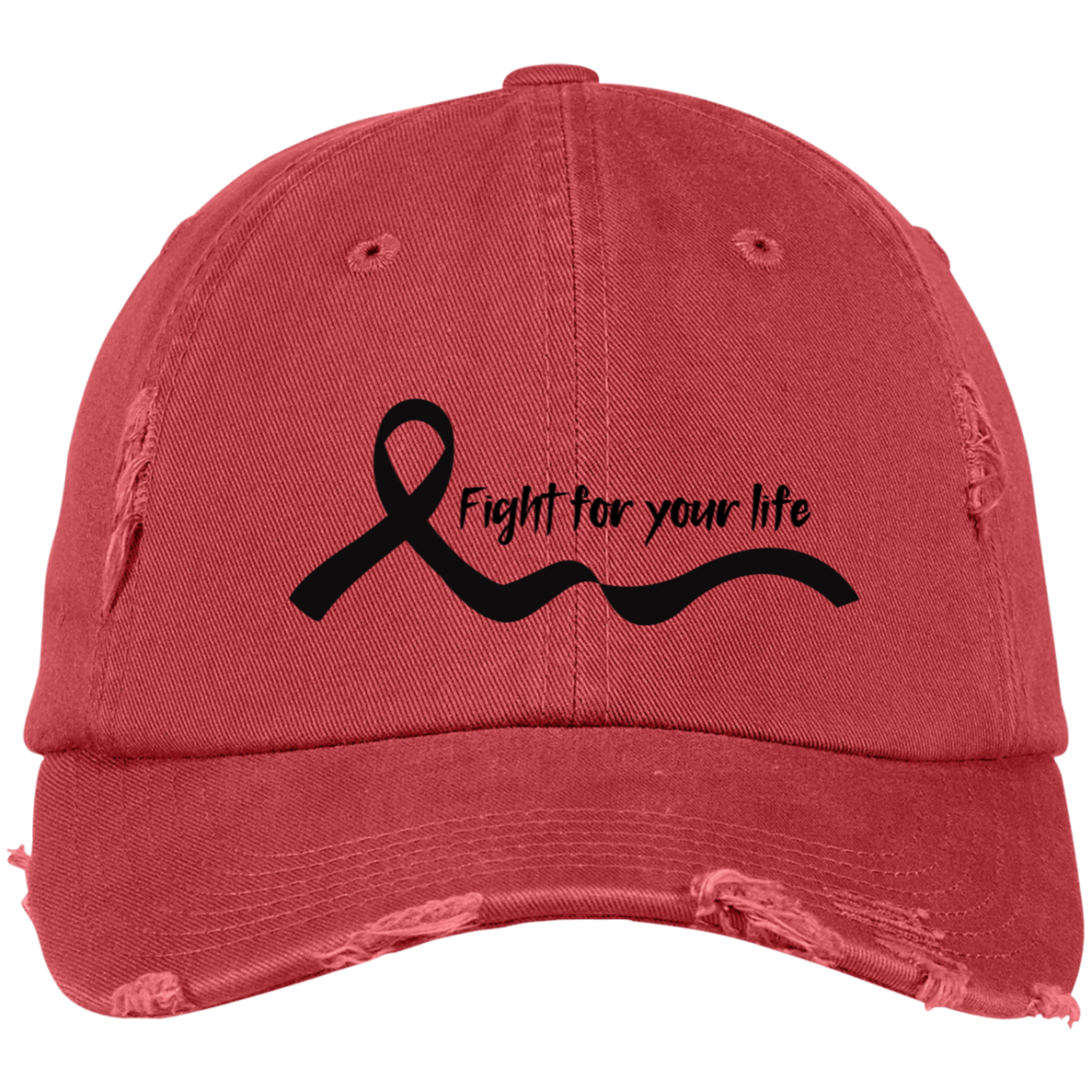 Fight Embroidered Distressed Dad Cap
