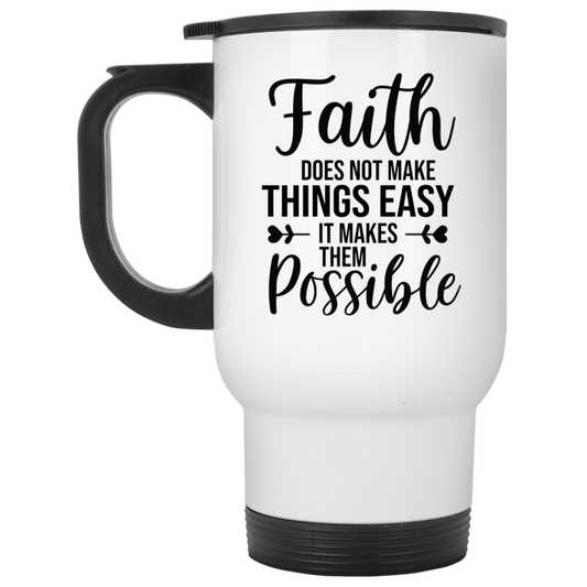 Faith White Travel Mug