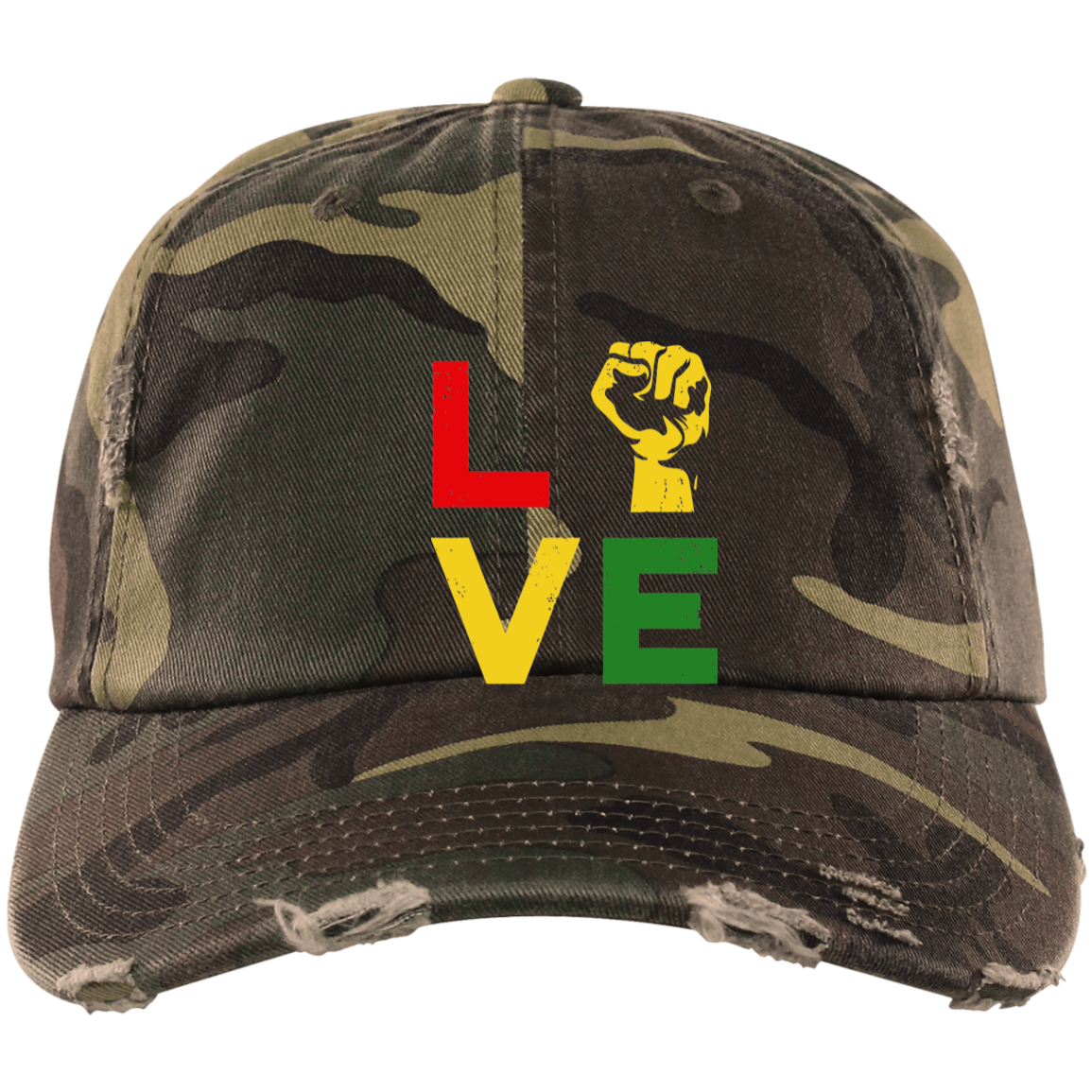 Love Embroidered Distressed Dad Cap