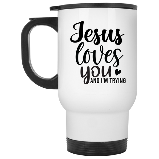 Jesus White Travel Mug