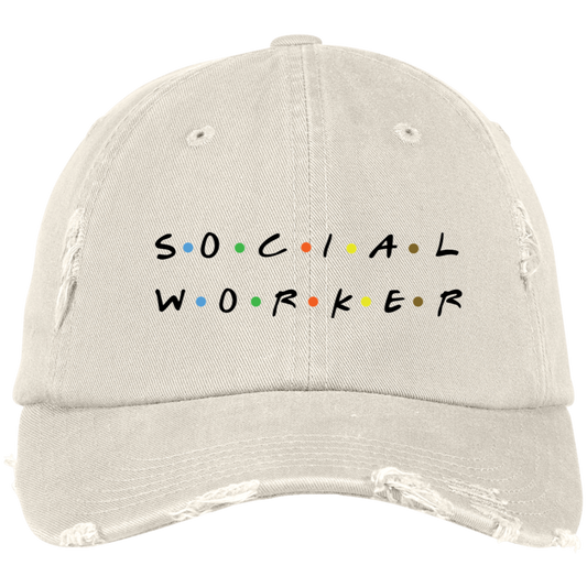 Social Work Embroidered Distressed Dad Cap