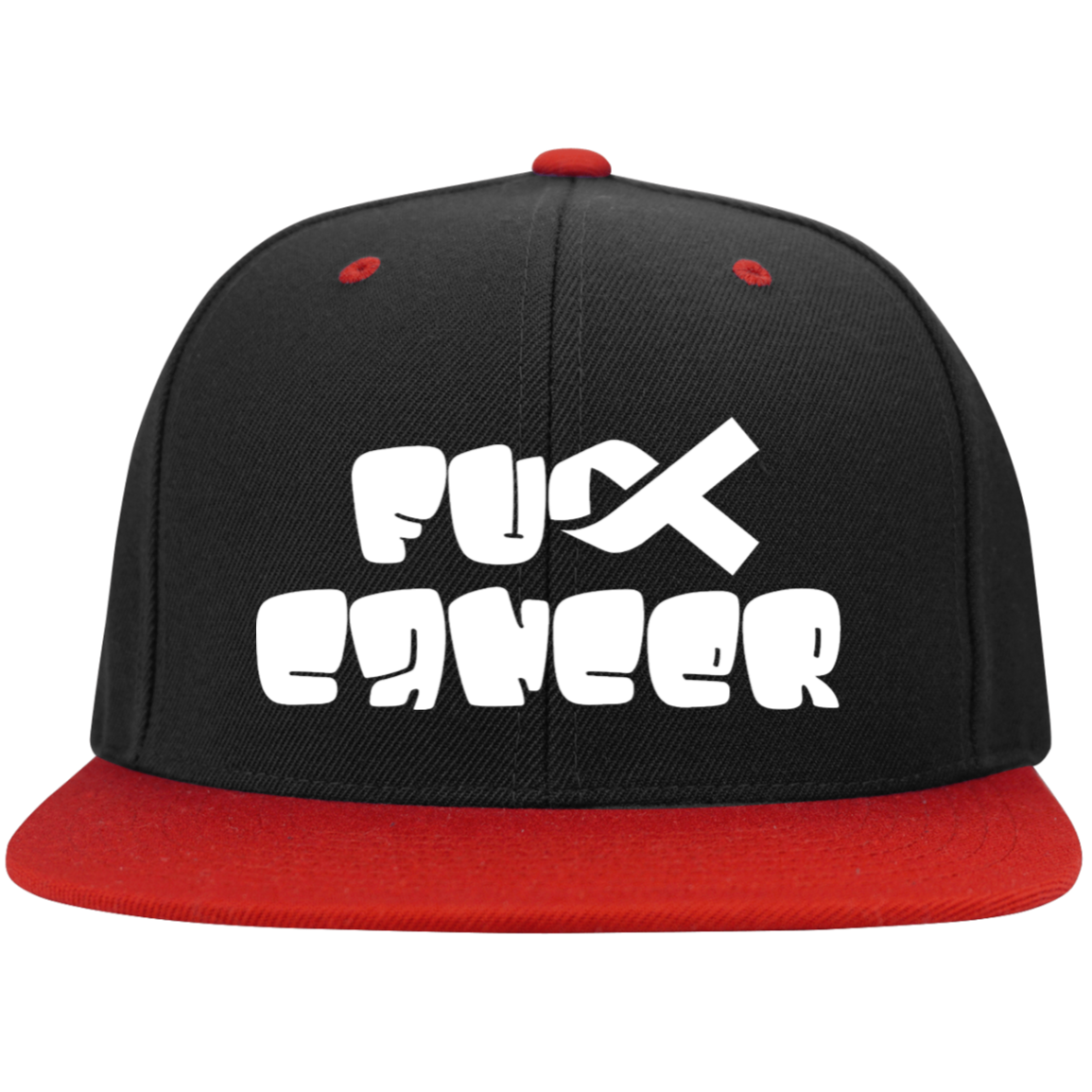 FCancer Embroidered Flat Bill High-Profile Snapback Hat