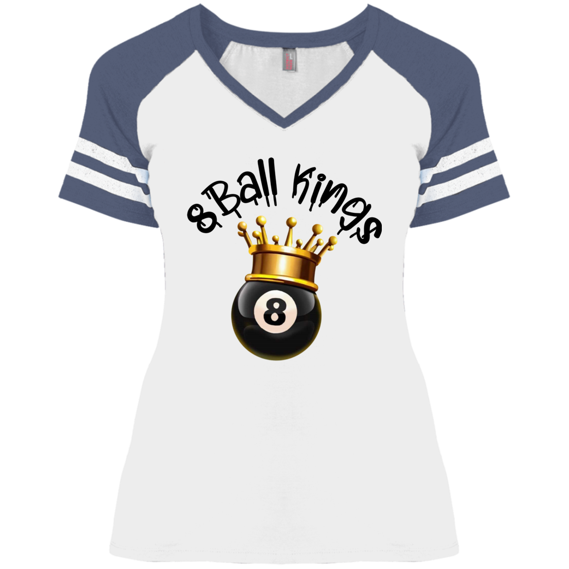 8Ball Black Ladies' Game V-Neck T-Shirt