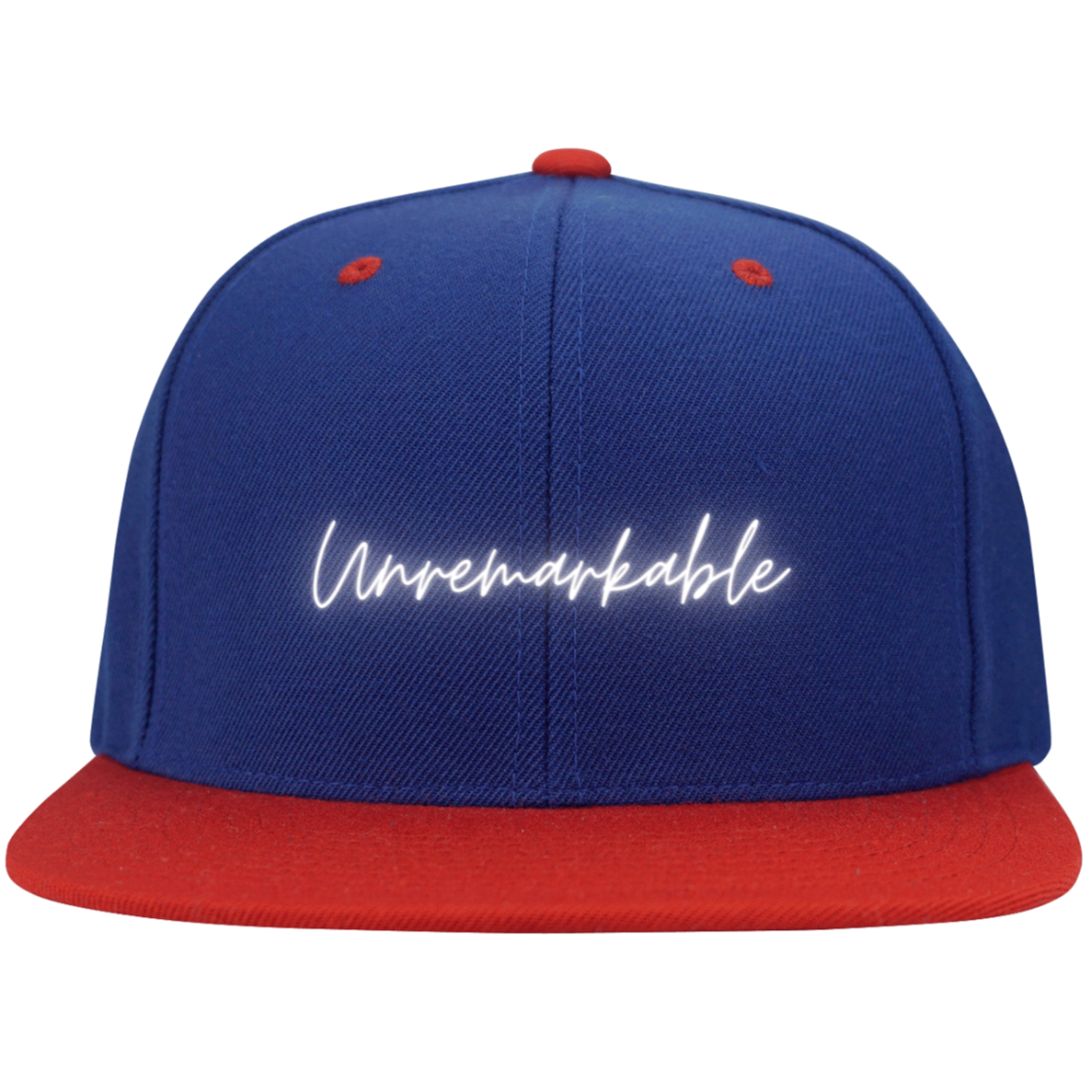 Unremarkable Embroidered Flat Bill High-Profile Snapback Hat