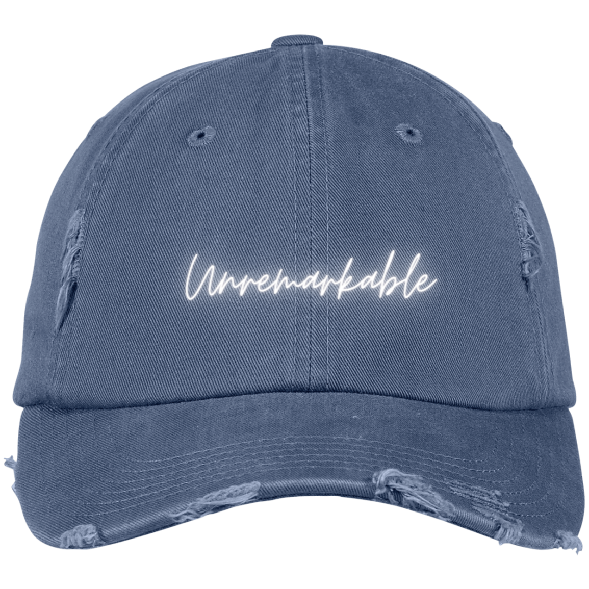 Unremarkable Embroidered Distressed Dad Cap