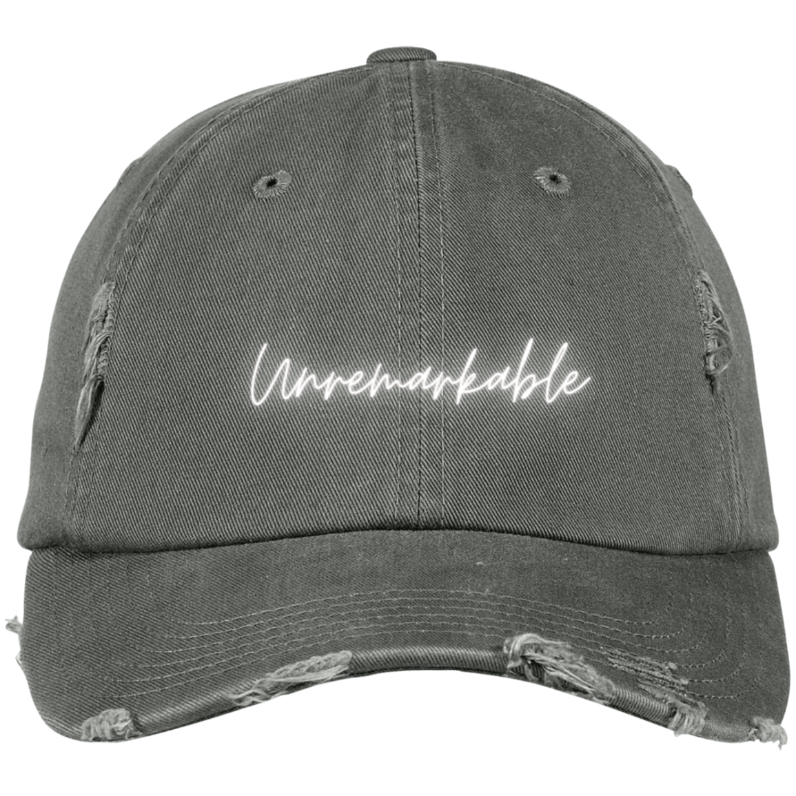 Unremarkable Embroidered Distressed Dad Cap