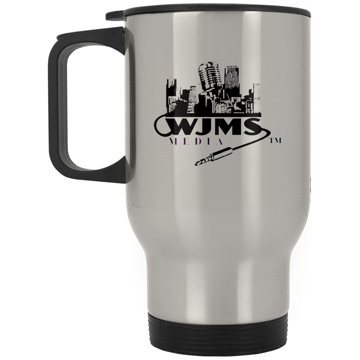 WJMS Silver Stainless Travel Mug