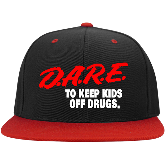 DARE Embroidered Flat Bill High-Profile Snapback Hat
