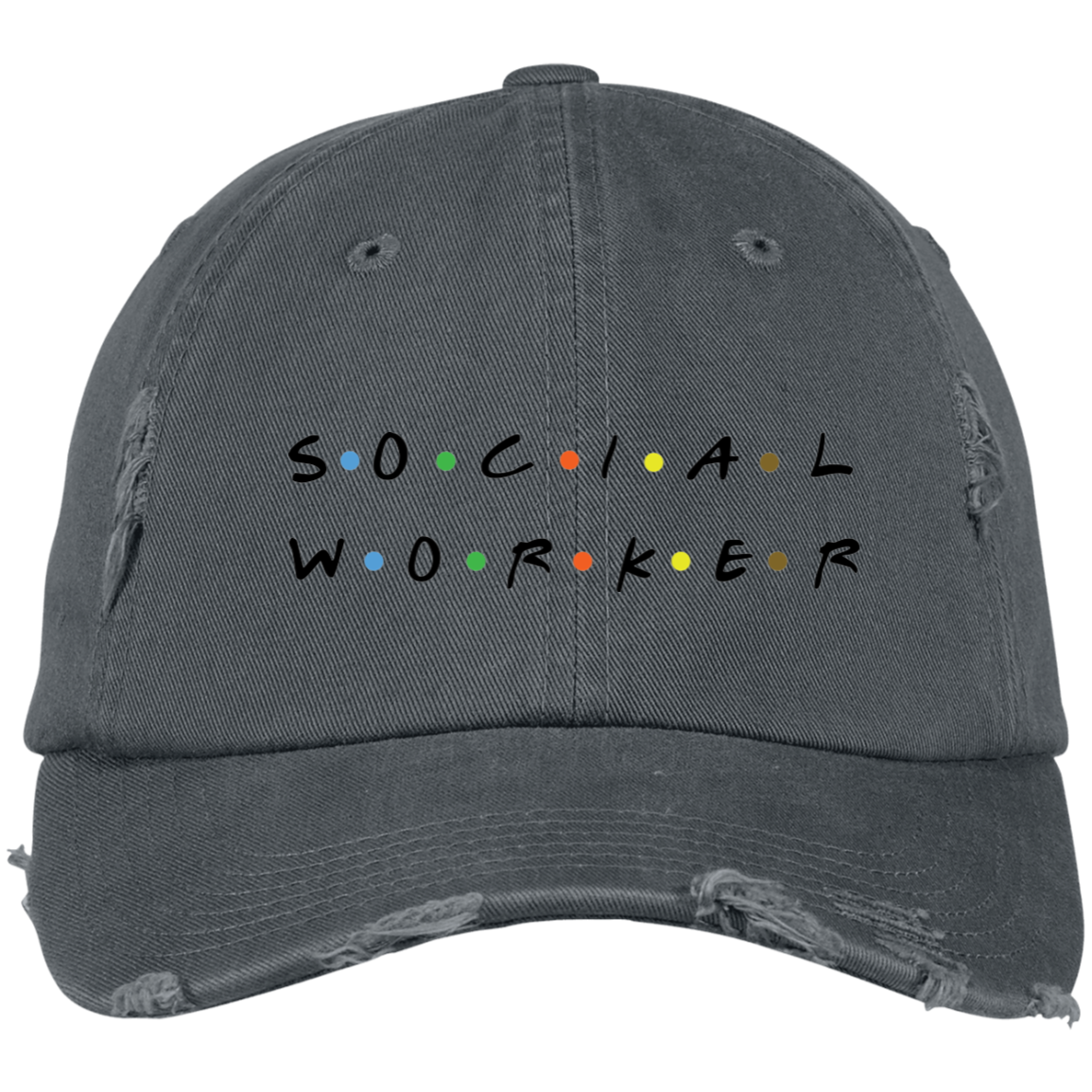 Social Work Embroidered Distressed Dad Cap