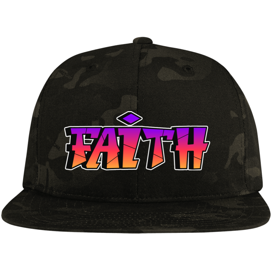Faith Embroidered Flat Bill High-Profile Snapback Hat