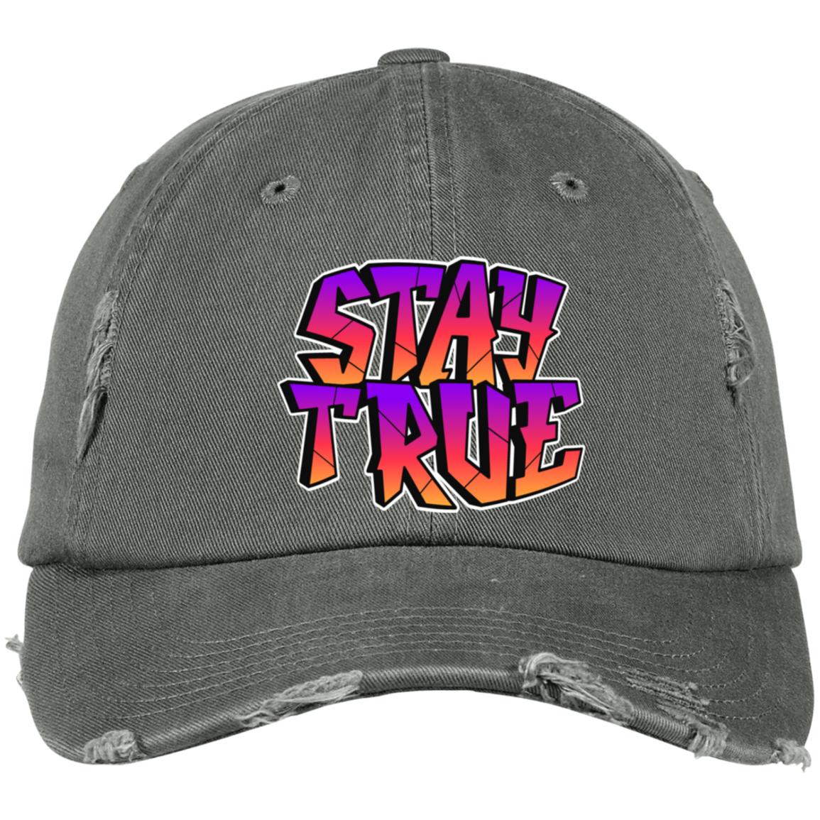 Stay True Embroidered Distressed Dad Cap