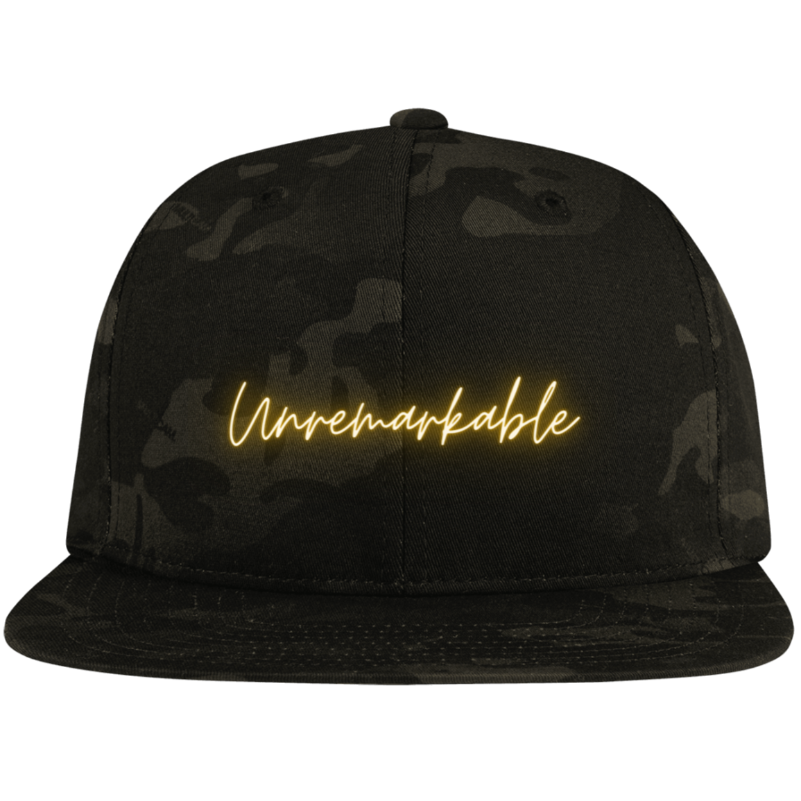 Unremarkable  Embroidered Flat Bill High-Profile Snapback Hat