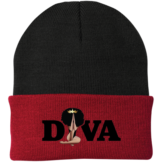 Diva Embroidered Knit Cap