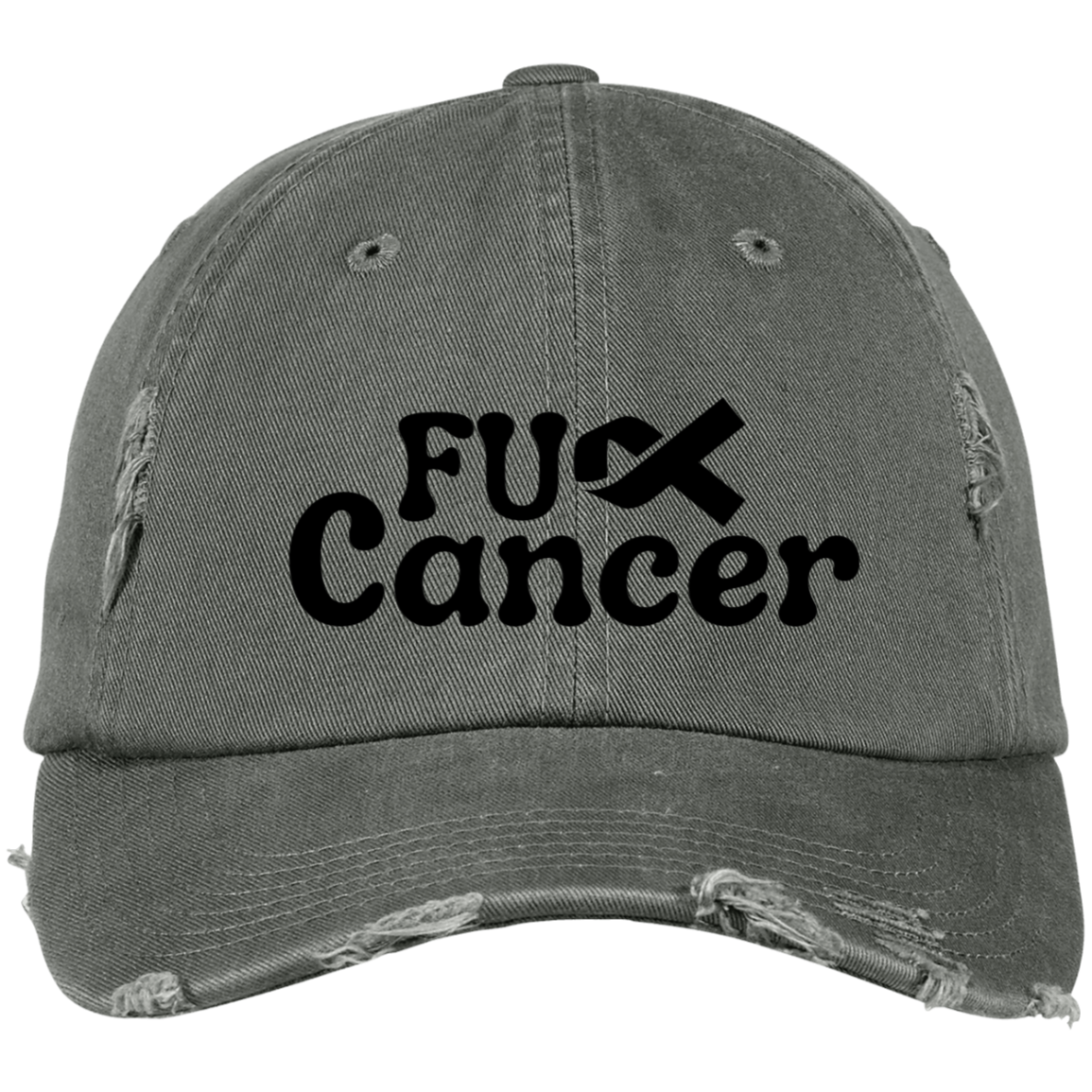 F Cancer Embroidered Distressed Dad Cap