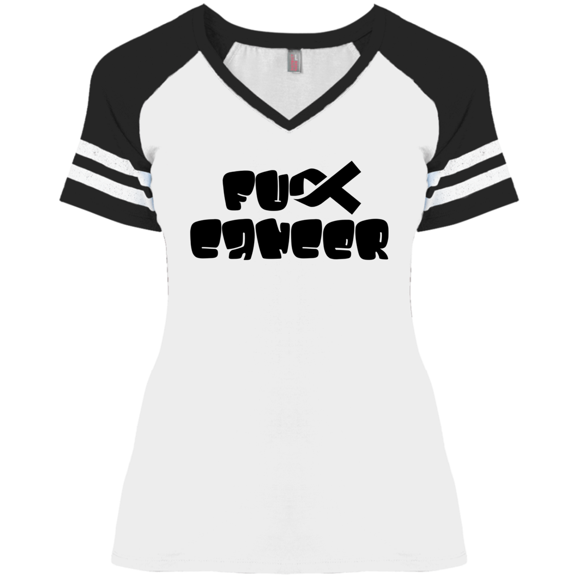 FCancer Black Ladies' Game V-Neck T-Shirt
