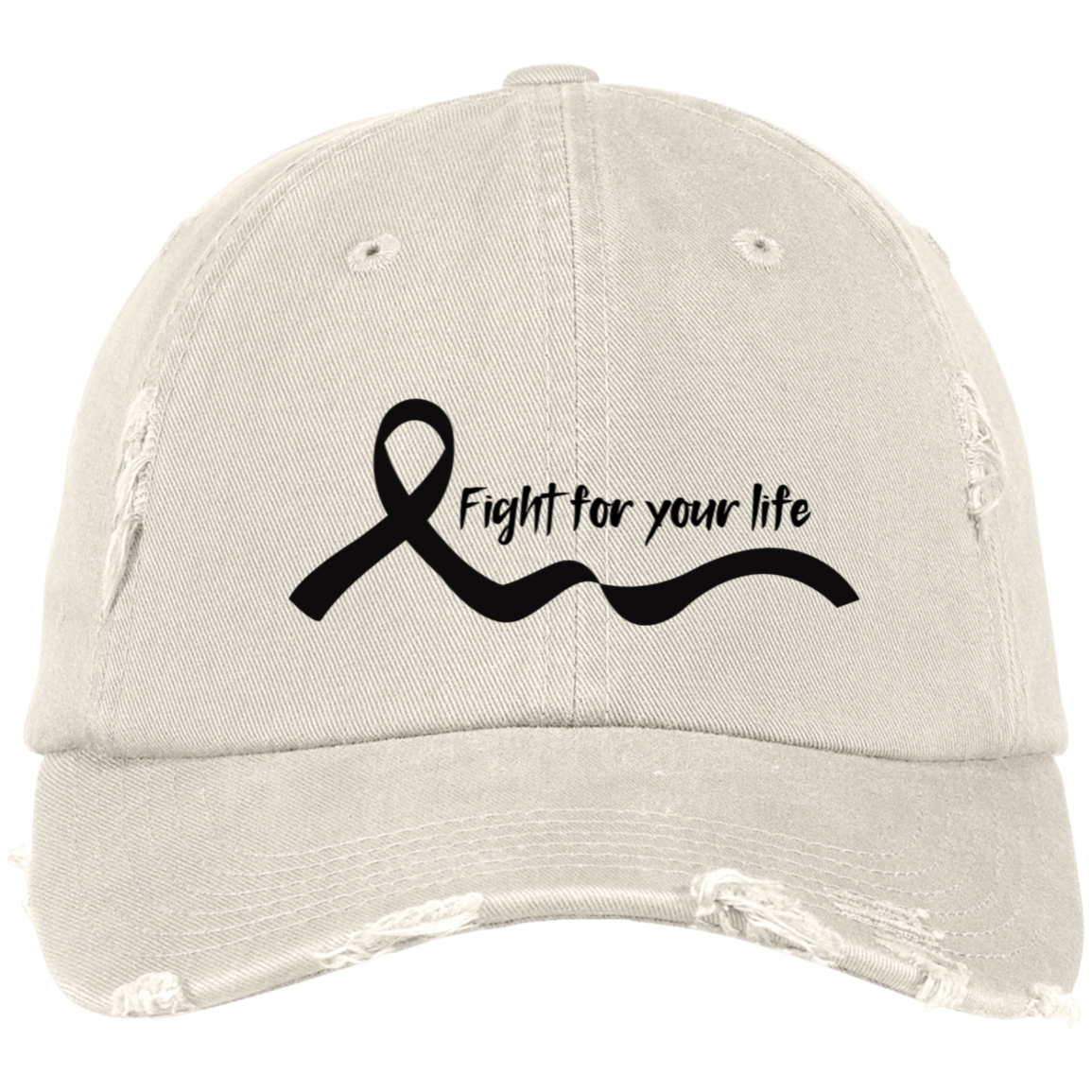 Fight Embroidered Distressed Dad Cap